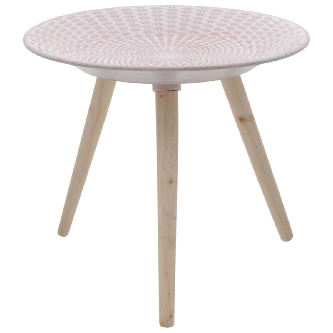 Столик кофейный круглый деревянный розовый
