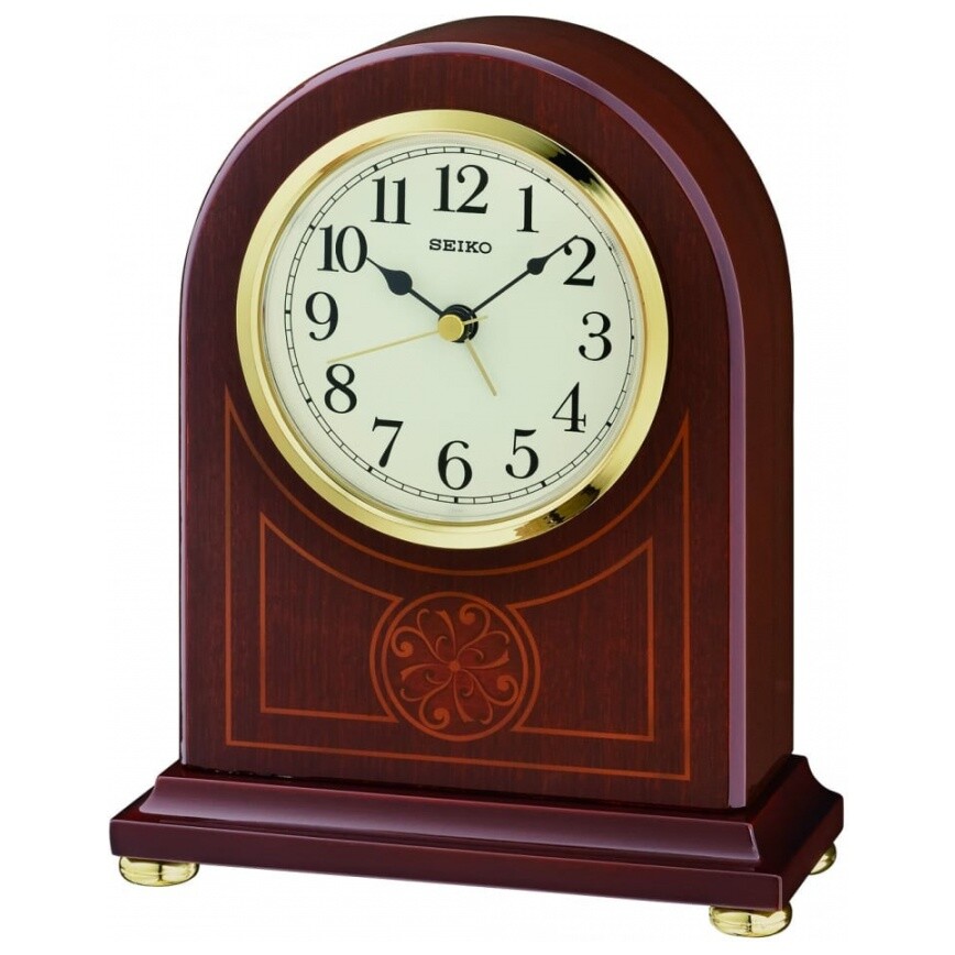 Часы настольные кварцевые деревянные с будильником 18х14 см орех QXE057BN