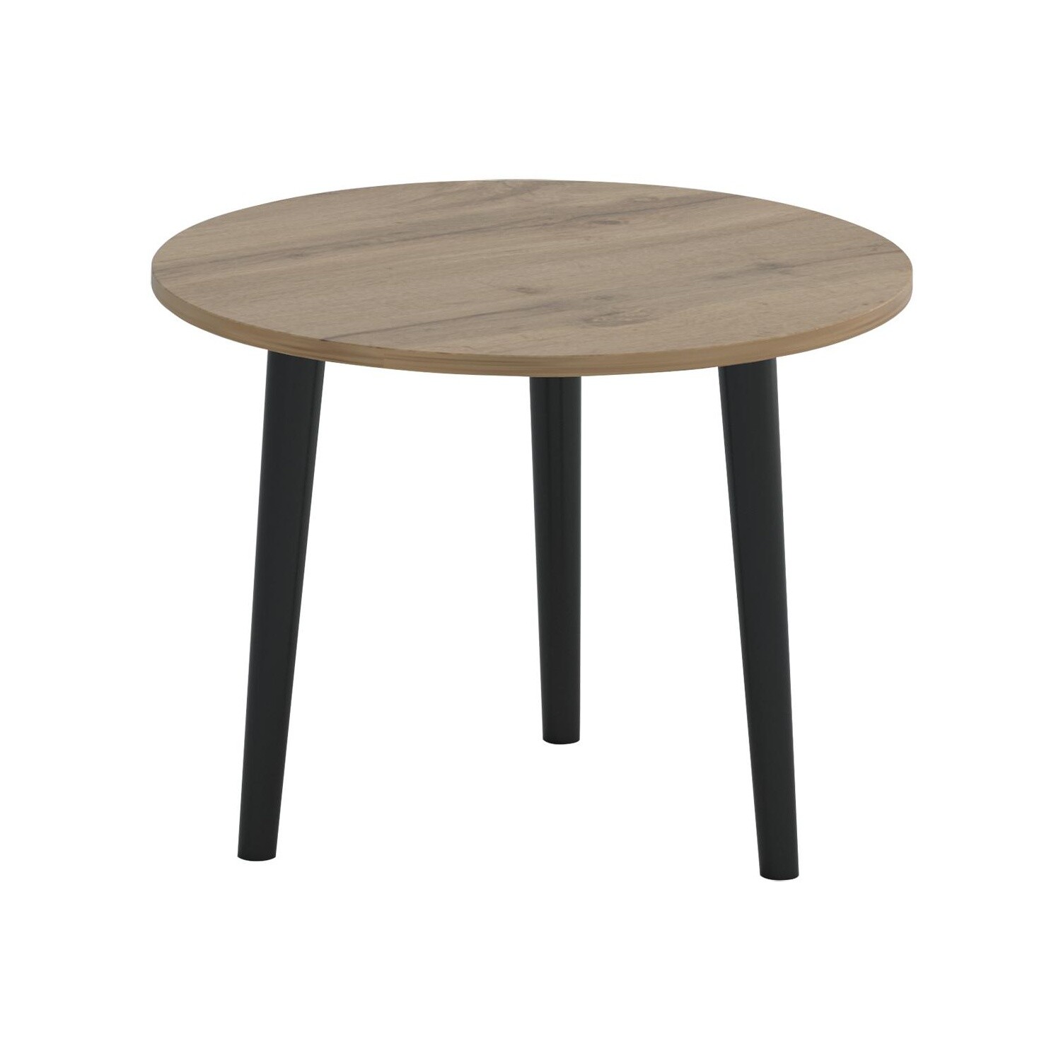 Журнальный столик круглый с черными деревянным ножками 59 см дуб вотан Rond