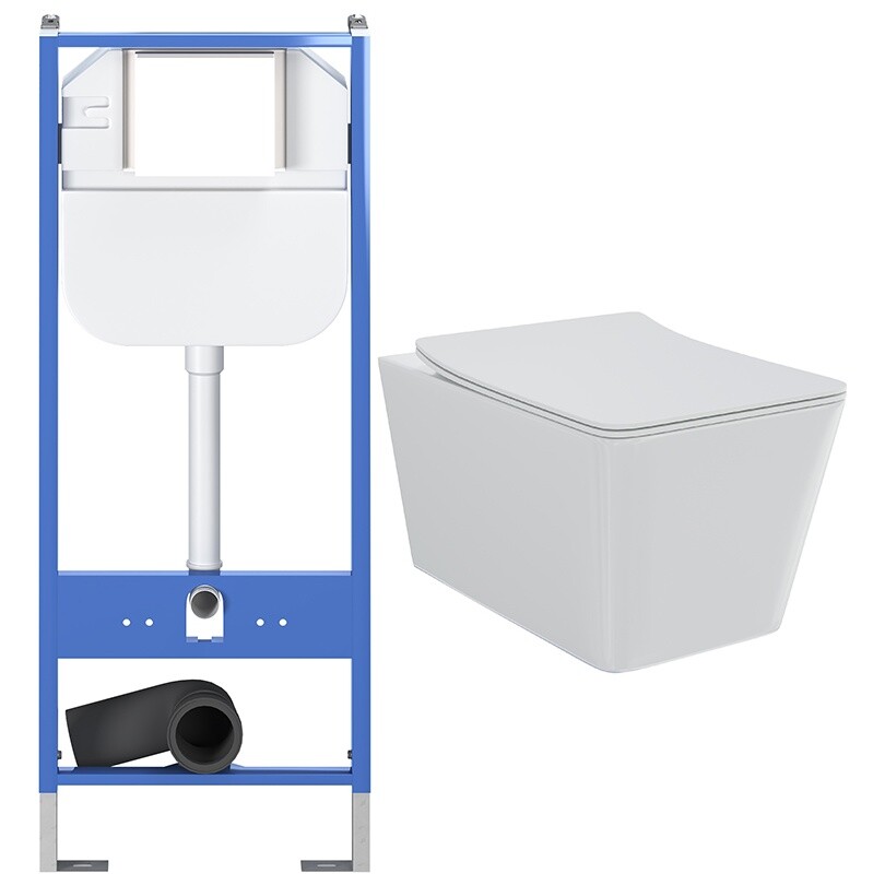 Унитаз подвесной белый Creto Logan L2 1002-001-L2W с инсталляцией Standart 1.0