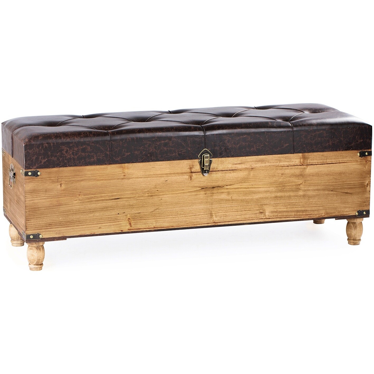 Сундук деревянный с мягким сиденьем 45х122 см коричневый 49-259B