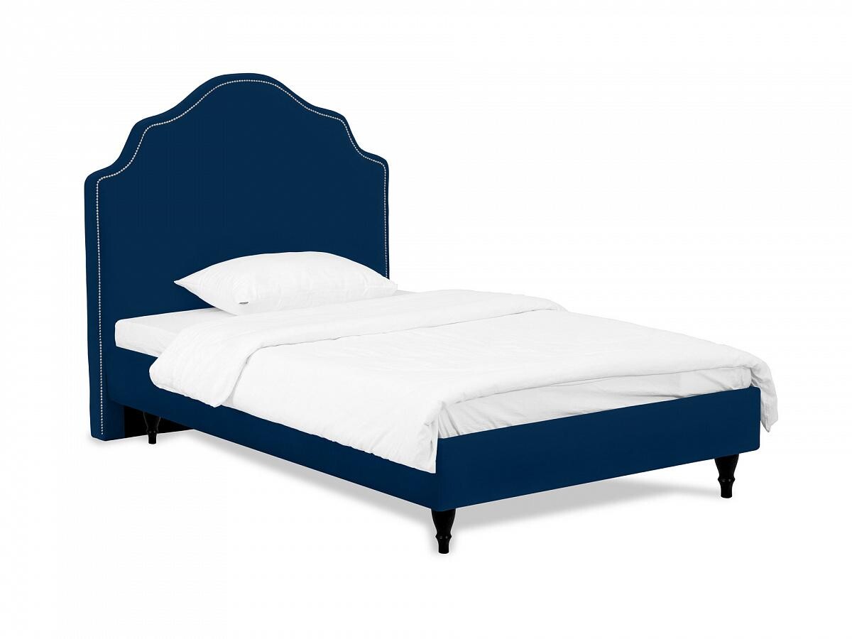 Кровать полутораспальная с мягким изголовьем 120х200 см темно-синяя Princess II L