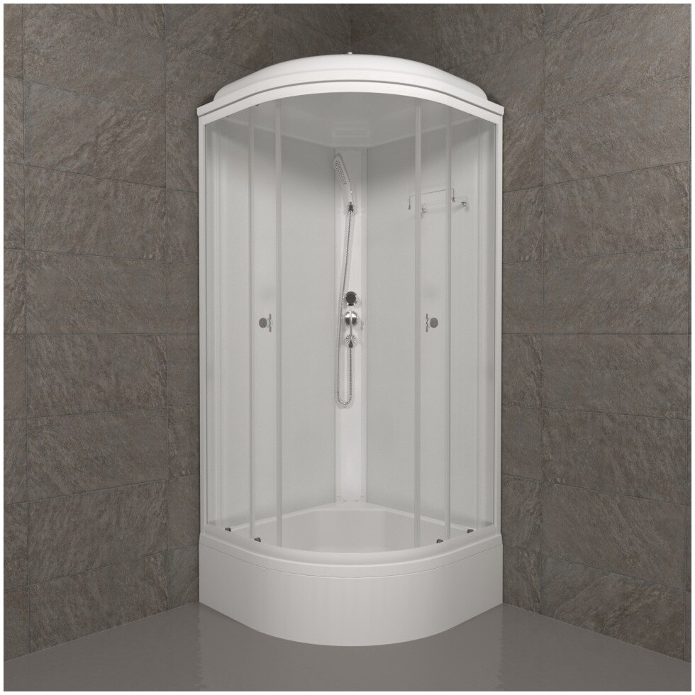 Душевая кабина четверть круга со средним поддоном 100х100 см белая Triton "Ультра В" Щ0000061825 - изображение 4