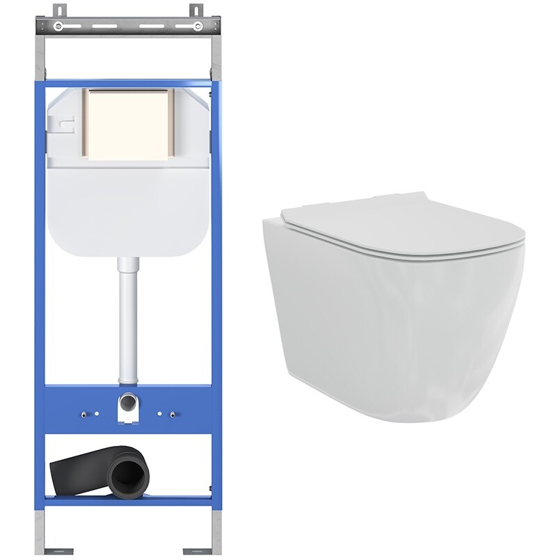 Унитаз подвесной белый Creto Logan L1 1001-001-L1W с инсталляцией Standart 1.1