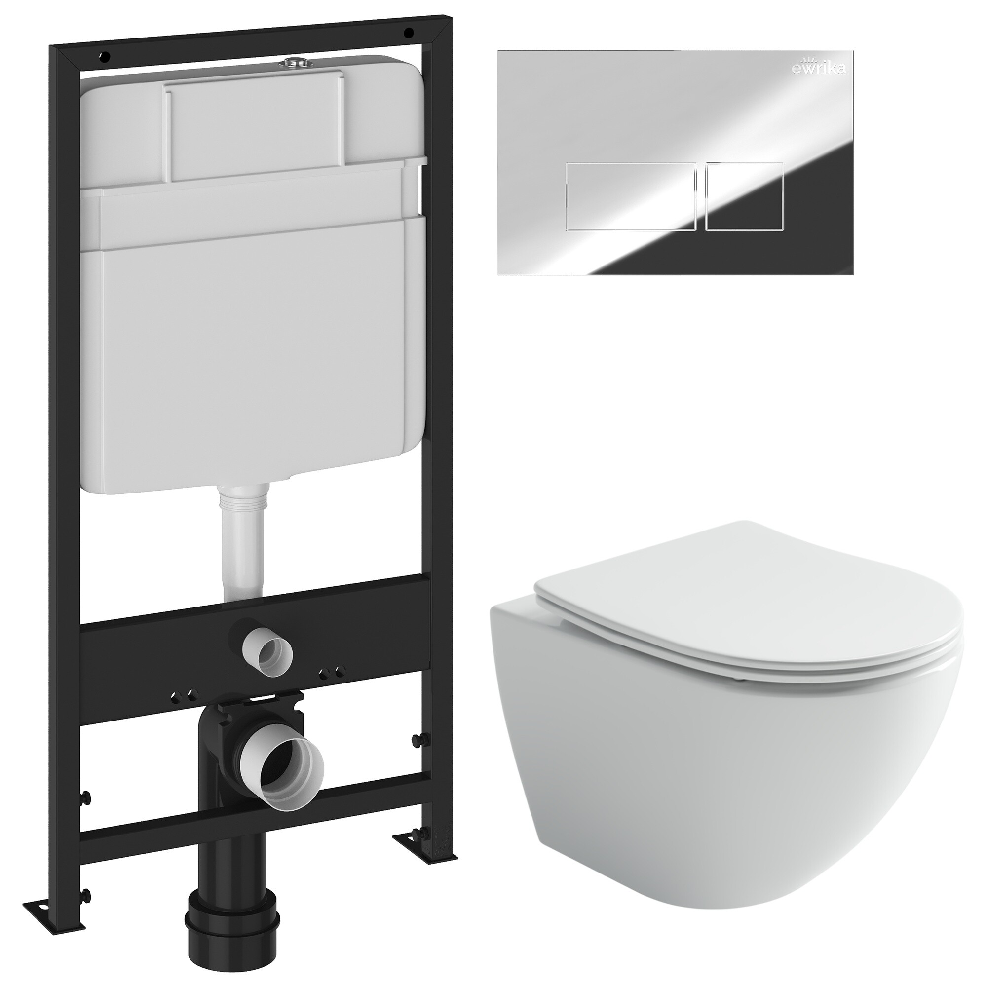 Унитаз Ceramicanova Metropol CN4002T с инсталляцией Ewrika ProLT 0026-2020, с кнопкой хром 0041