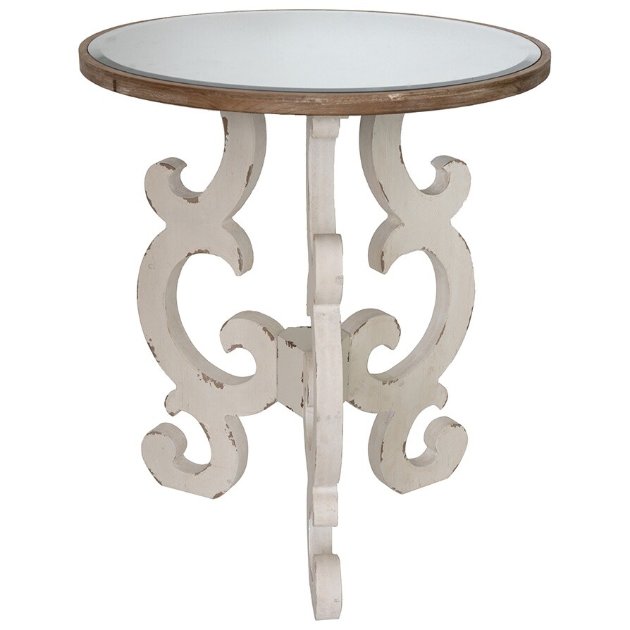 Кофейный столик из дерева с зеркальной столешницей белый Glasar SA80183-DS