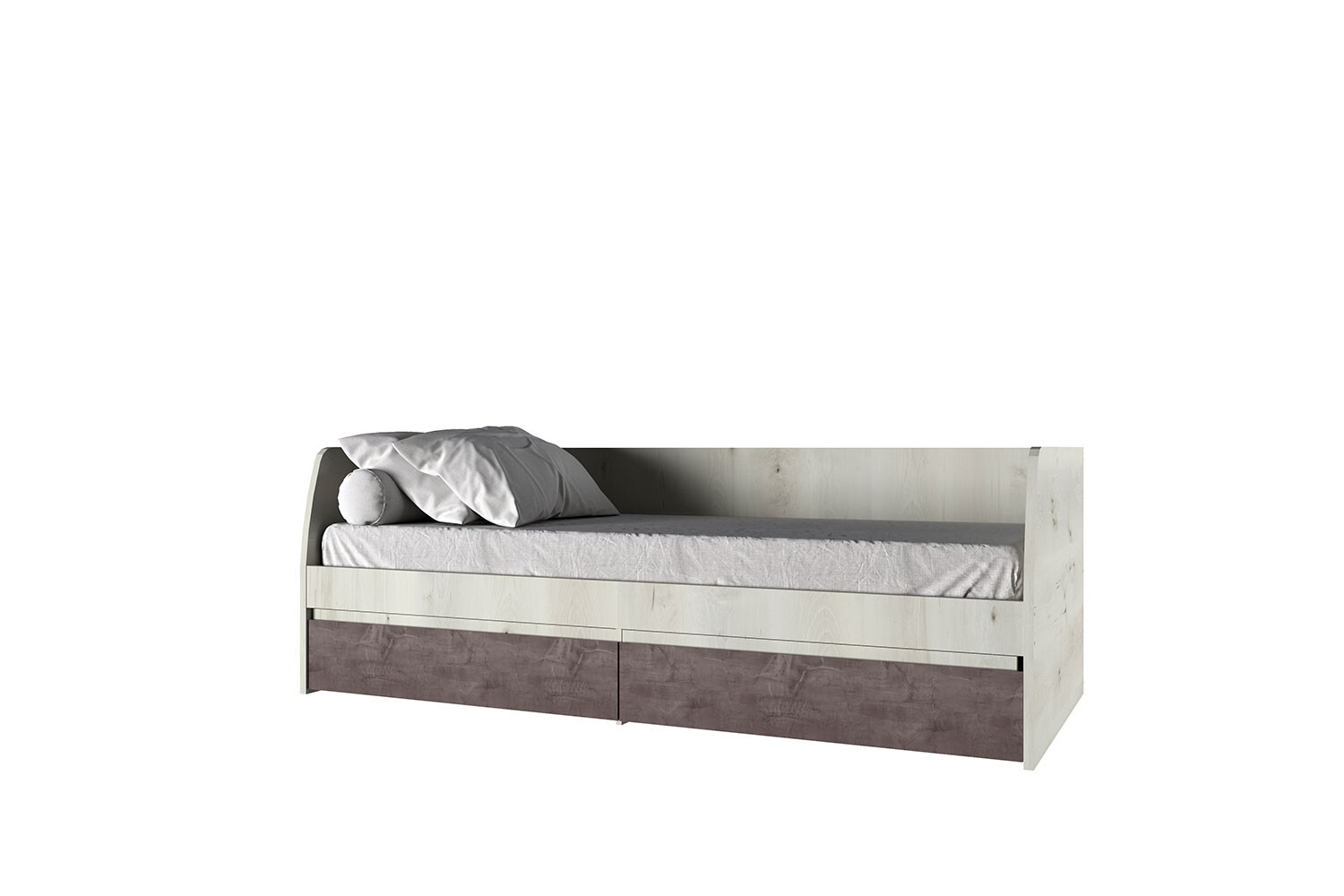 Кровать односпальная с 2 ящиками 90x200 см ольха полярная, оникс Bjork