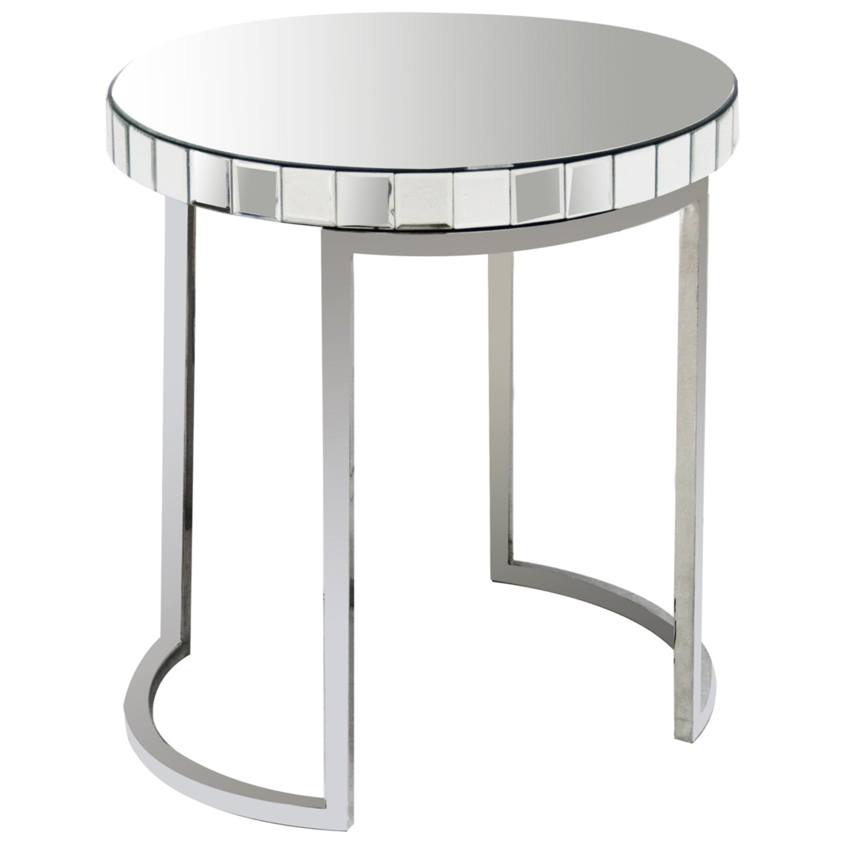 Приставной столик зеркальный круглый с ножками хром Soltanto