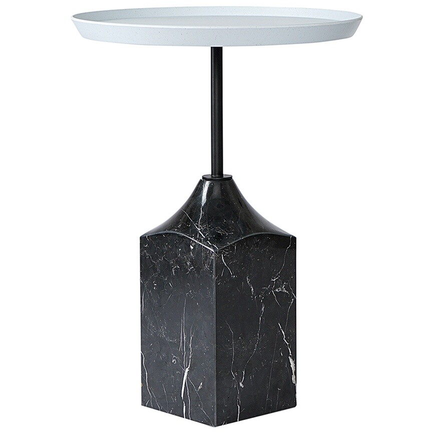 Кофейный столик круглый из переработанных материалов 38 см серый, черный Sustainable collection