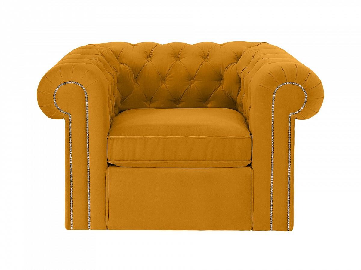 Кресло с мягкими подлокотниками желтое Chesterfield