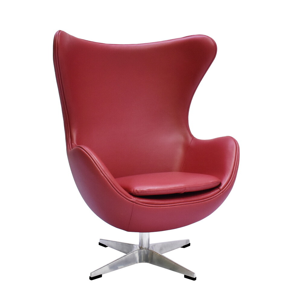 Кресло вращающееся красное кожаное Egg Chair