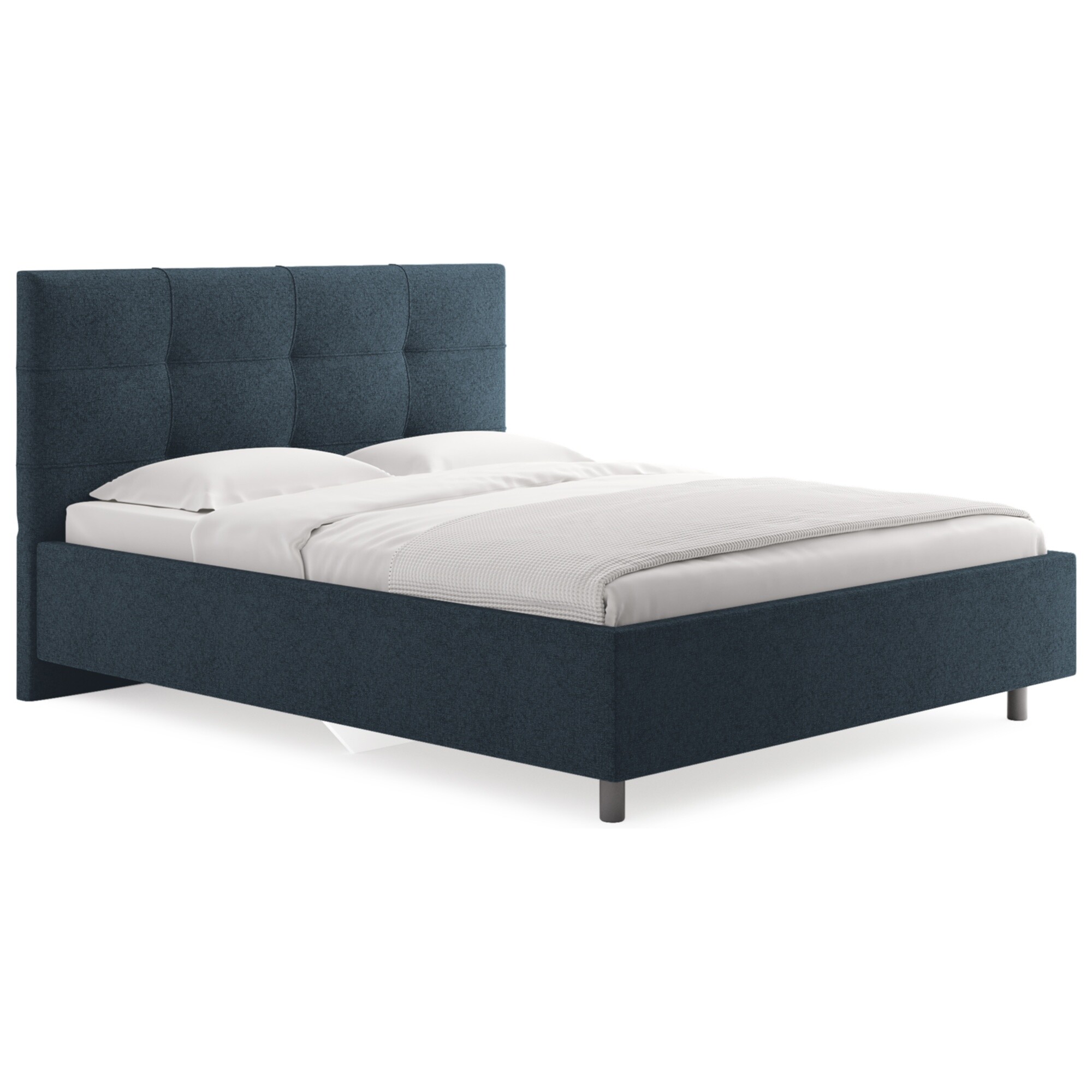 Кровать с мягким изголовьем евро 200х200 см кашемир синяя Caprice
