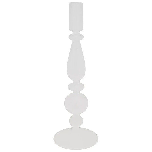 Подсвечник стеклянный на 1 свечу белый 26 см White wave