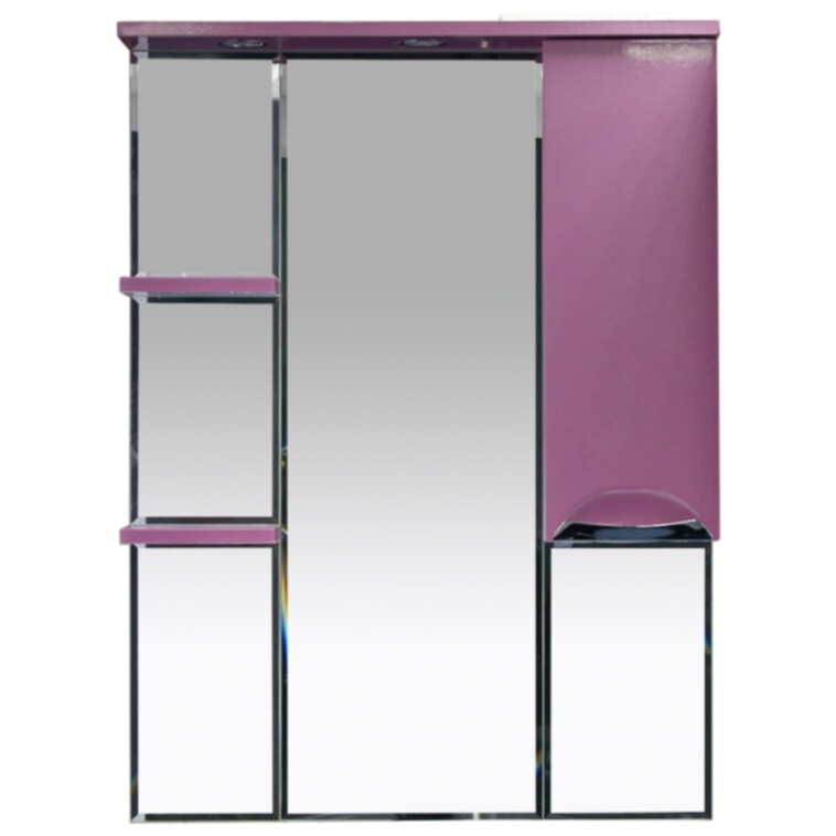 Зеркало настенное со шкафом и подсветкой правое розовое &quot;Жасмин-75&quot;