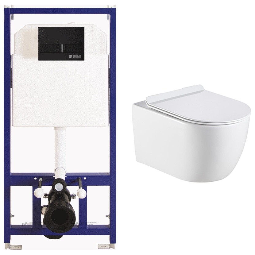 Унитаз белый Creto Logan L1 1001-001-L1W с инсталляцией Berges Wasserhaus Novum L5 040215