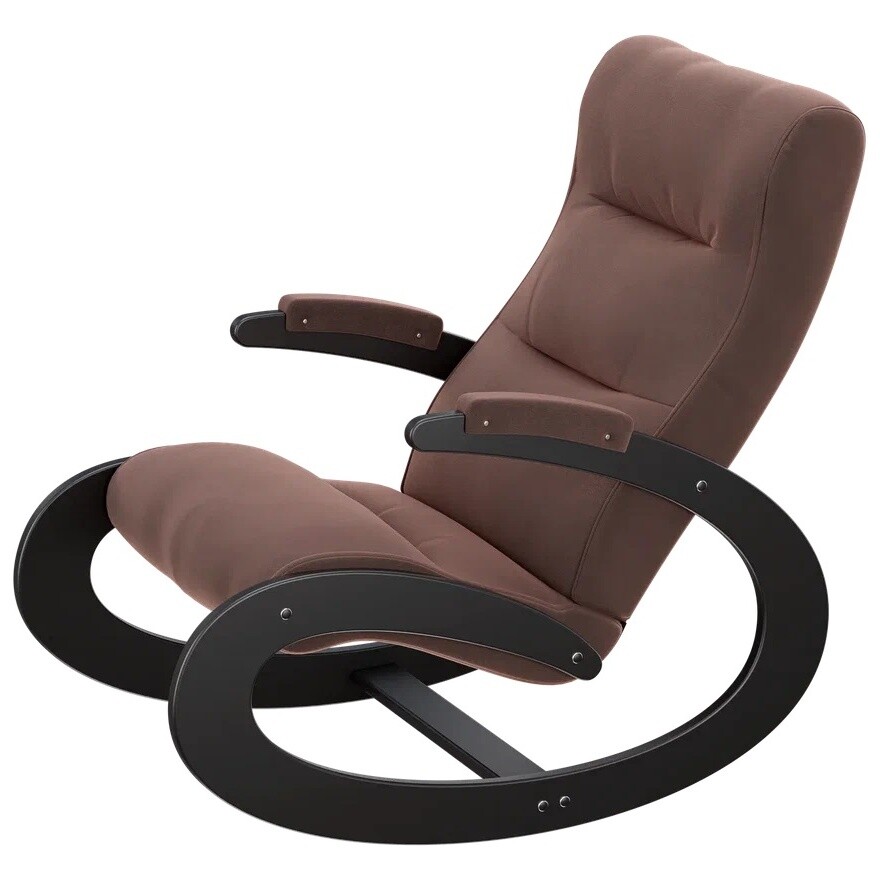 Кресло-качалка мягкое с подлокотниками коричневое, венге &quot;Экси&quot;