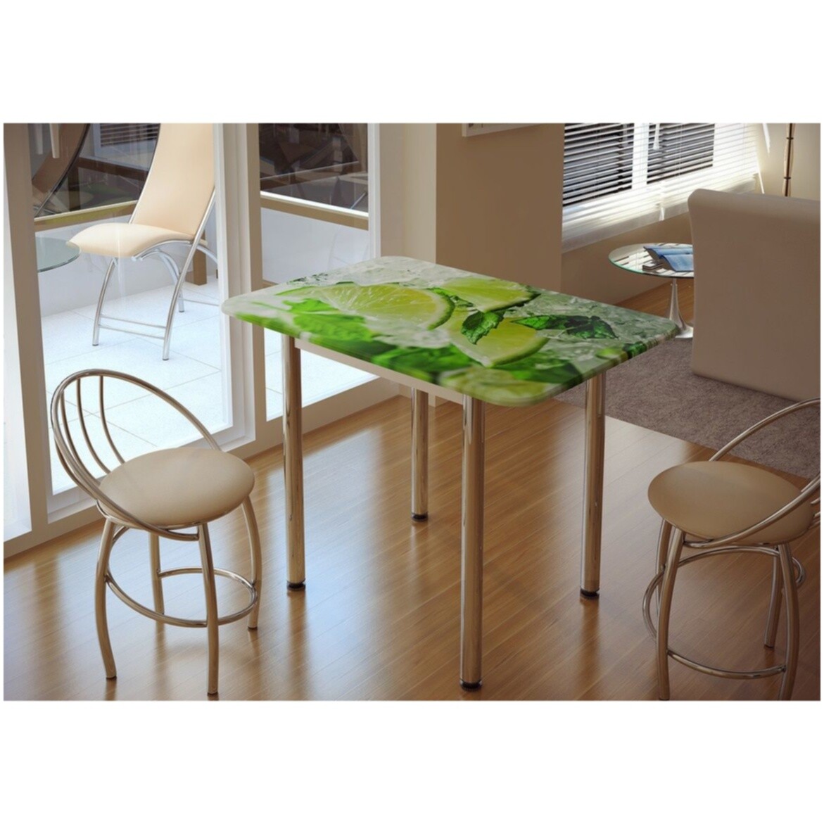 Обеденный стол с принтом 70х100 см зеленый &quot;Лайм&quot;
