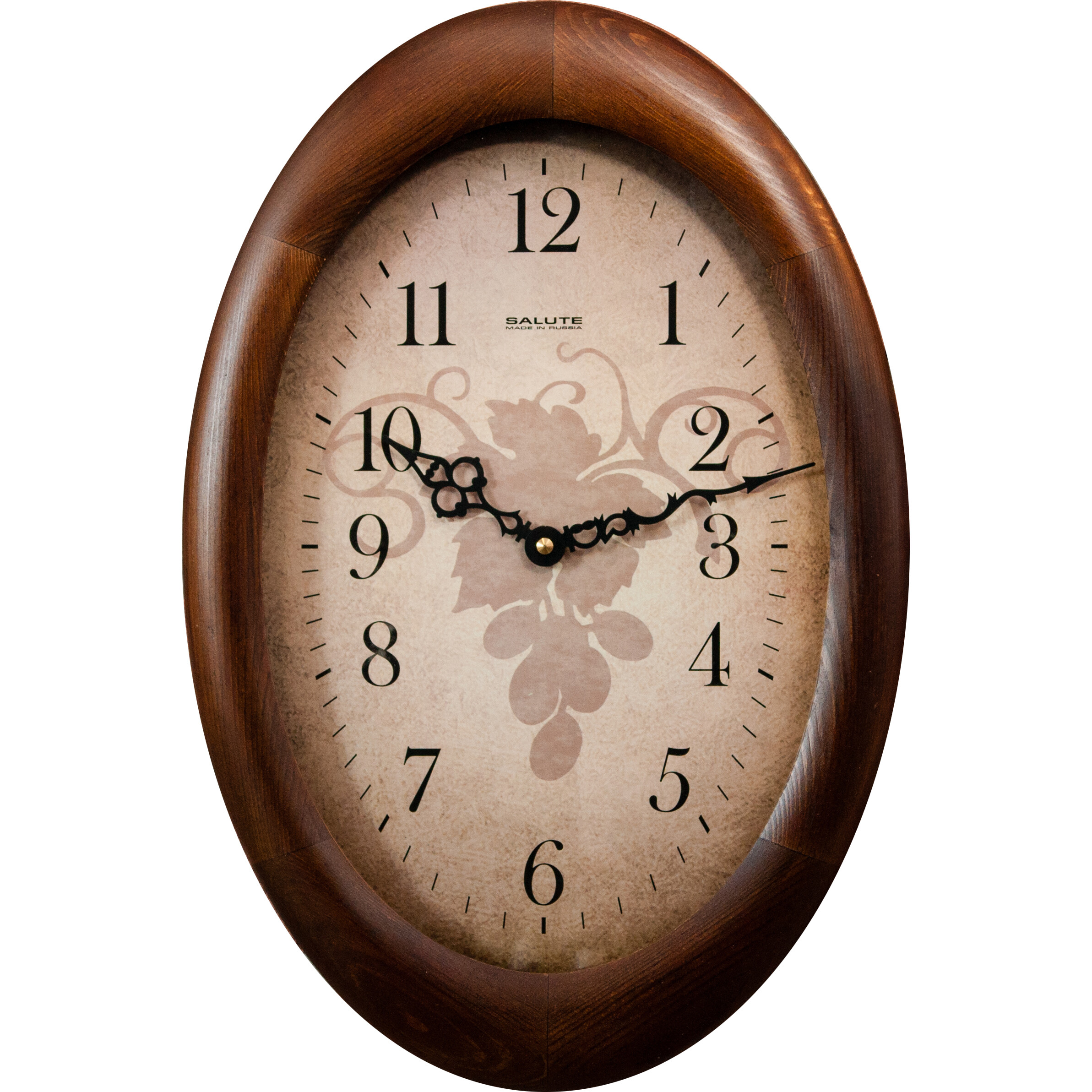 Часы настенные деревянные 40х27 см темно-коричневые &quot;Салют&quot;