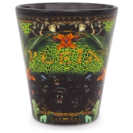 Свеча ароматическая в стеклянном стакане с рисунком черно-зеленая Jungle M