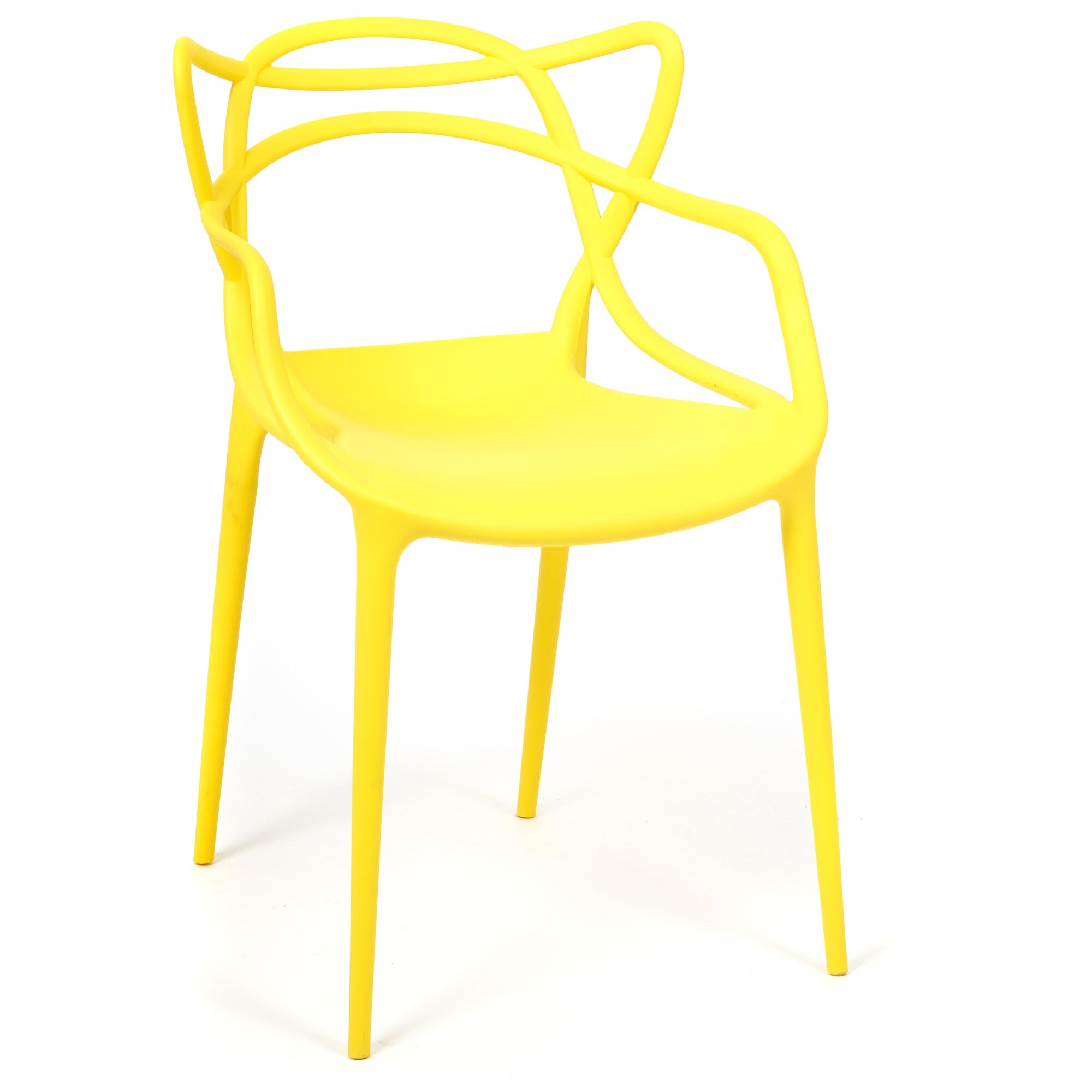 Стул пластиковый с подлокотниками желтый Cat Chair
