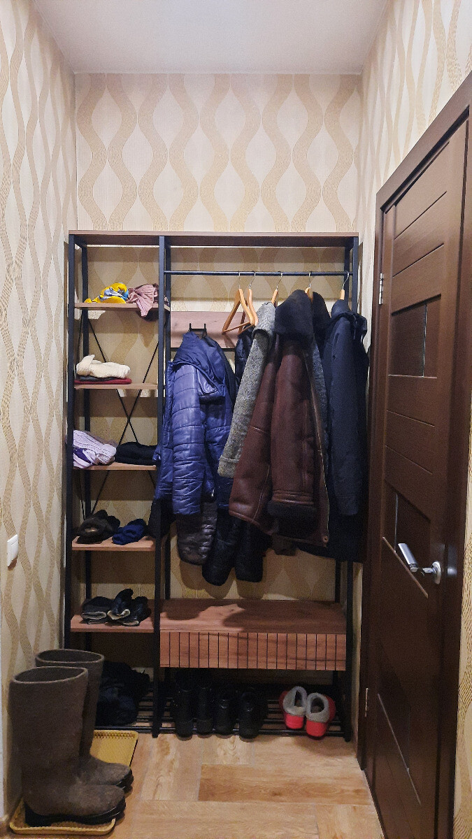 Прихожая с полками и мягким сиденьем дуб крафт табачный "Гранд 15.124 ...