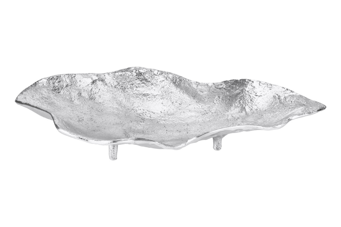 Тарелка декоративная алюминиевая на ножках 21х36 см хром Garda Decor
