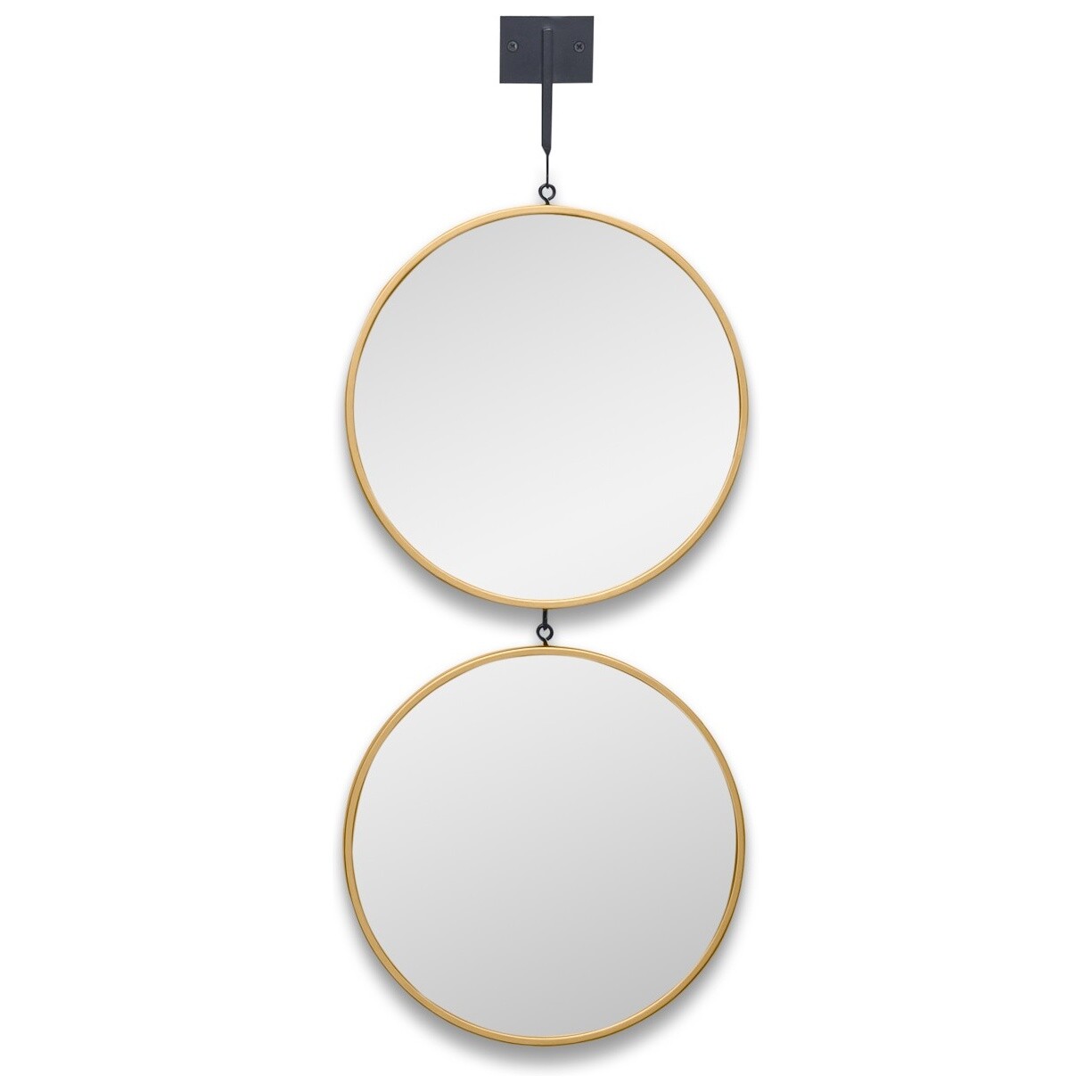 Зеркала настенные круглые на подвесе тандем в тонкой раме золото Tandem S Gold