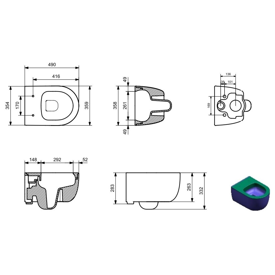 Унитаз подвесной белый Bocchi Parma 1417-001-0129 с инсталляцией Grohe Rapid SL 38775001 - изображение 21