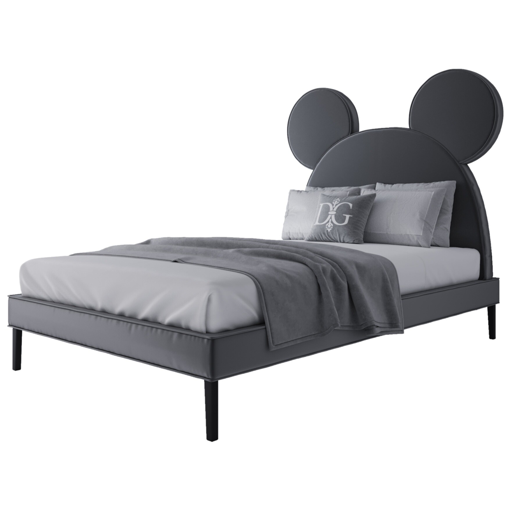 Кровать двуспальная 160х200 см черная Mickey Mouse