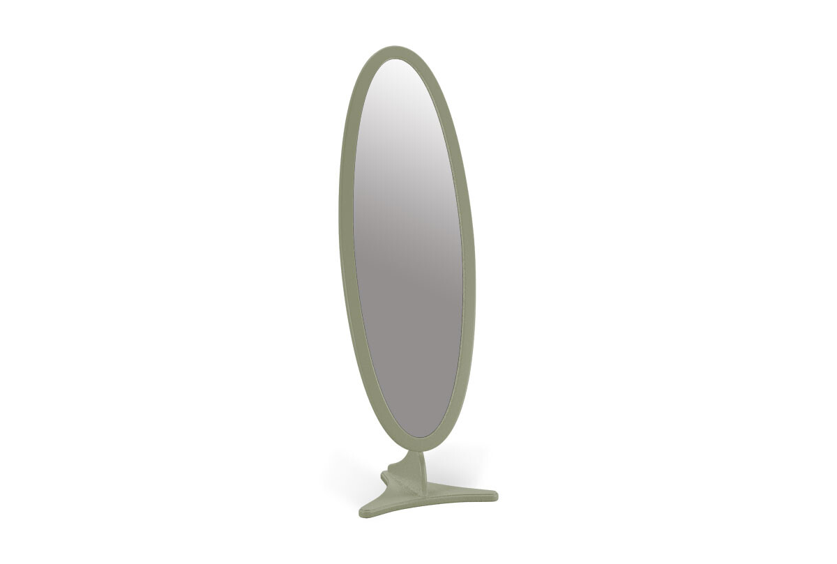 Зеркало овальное напольное олива, белая патина Fleuron