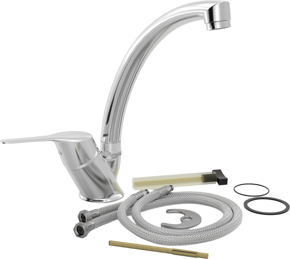 Мойка кухонная черная Domaci "Бьелла" DMC-76 со смесителем Mega MG-BMK016 - изображение 8