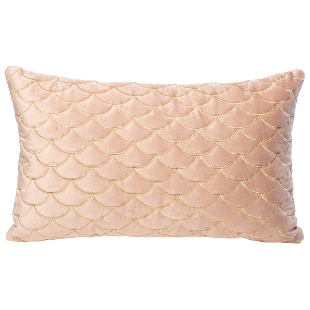 Подушка декоративная с вышивкой 30х50 см розовая &quot;Чешуйки&quot;