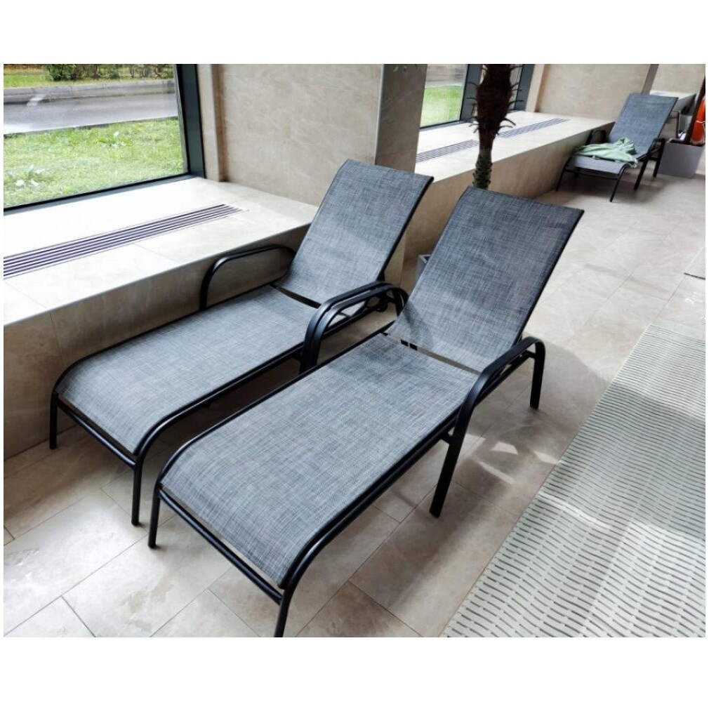 Шезлонг-лежак металлический с подлокотниками серый &quot;Бирма&quot; MC-2051C Grey