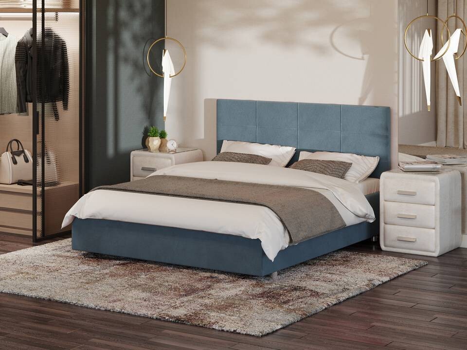 Кровать king size 190х200 см прованский синий Neo