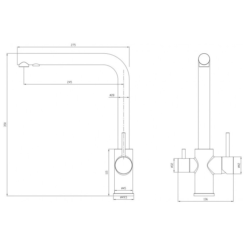 Смеситель для кухни однорычажный с краном для питьевой воды серый металлик Milacio Ultra MCU.553.GR - изображение 6