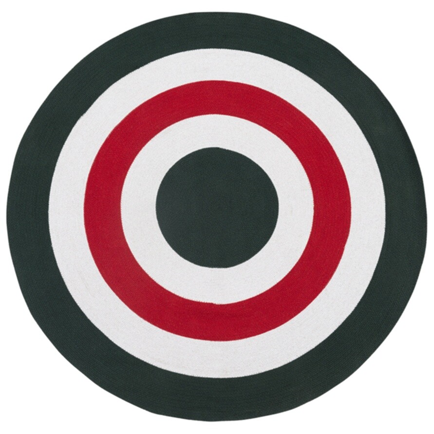 Ковер из хлопка круглый 150 см target темно-зеленый, красный, белый Ethnic