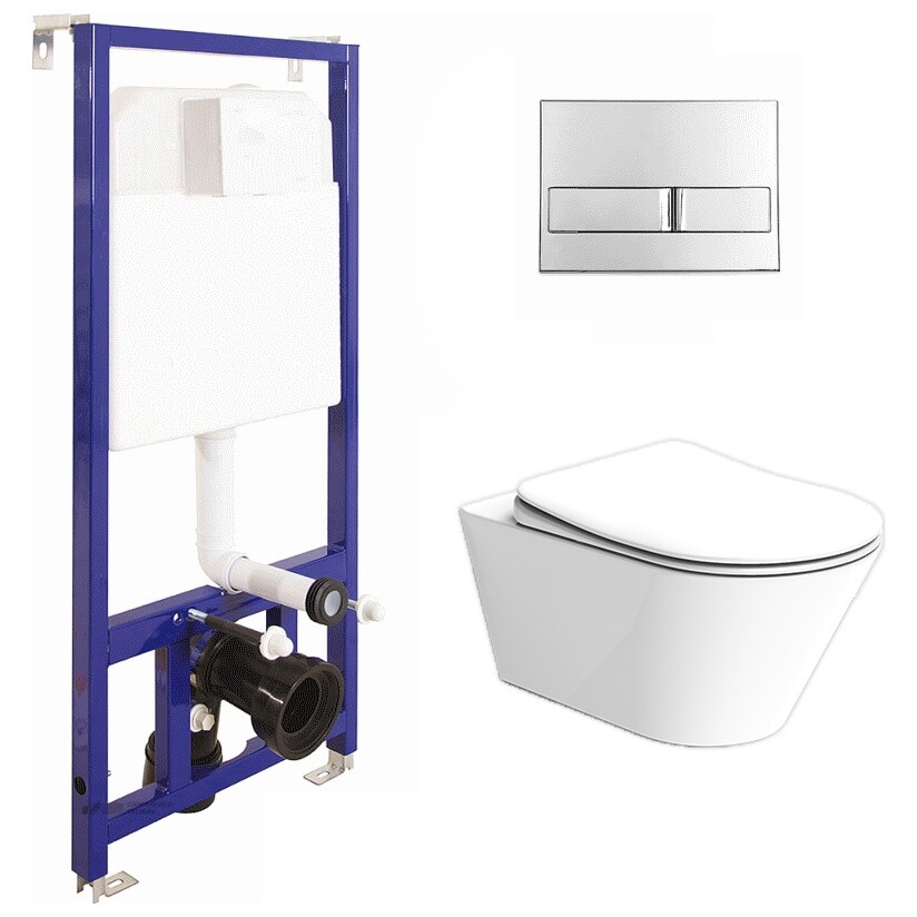 Унитаз белый Creto Logan L3 1003-001-L3W с инсталляцией Berges Wasserhaus Novum L3 040213
