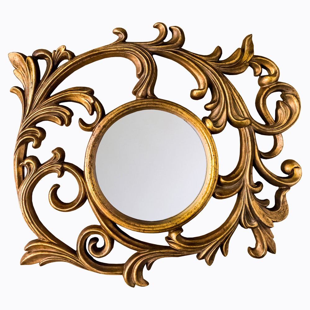 Зеркало настенное большое круглое бронза в резной раме &quot;Вертиго&quot;
