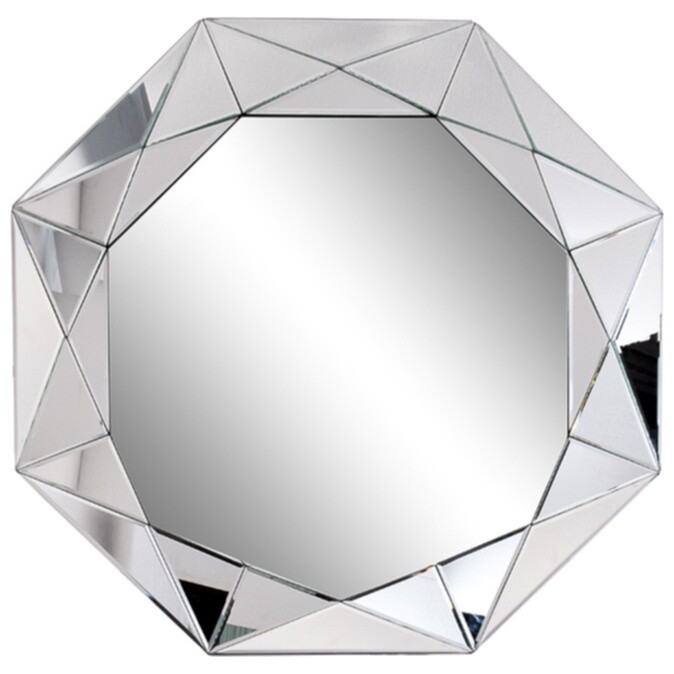 Зеркало настенное круглое в объемной раме 84х84 см серебро KFG157