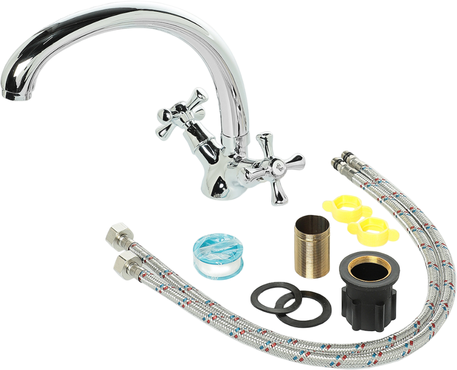 Смеситель для кухни двухвентильный хром Domaci "Равенна" D72-002cr - изображение 6