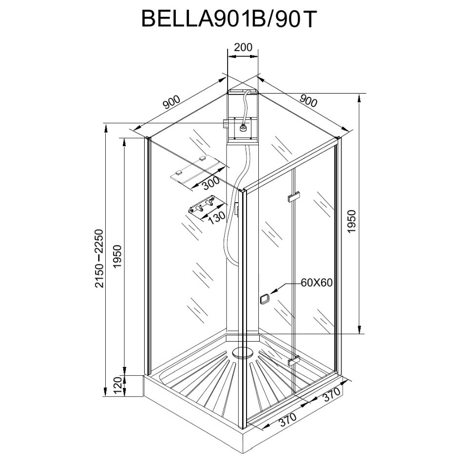 Кабина душевая без крыши белая, прозрачная Ceruttispa Bella 90T - изображение 5