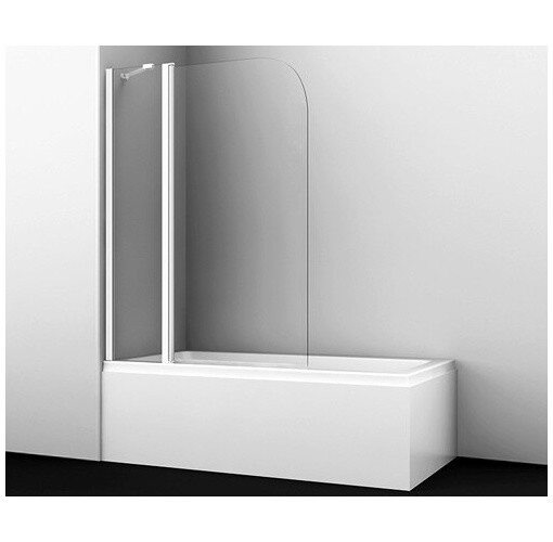 Штора стеклянная на ванну 140х110 см белая Wasserkraft Leine 35P02-110WHITE Fixed