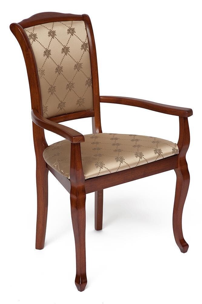 Кресло деревянное мягкое с подлокотниками коричневое Geneva