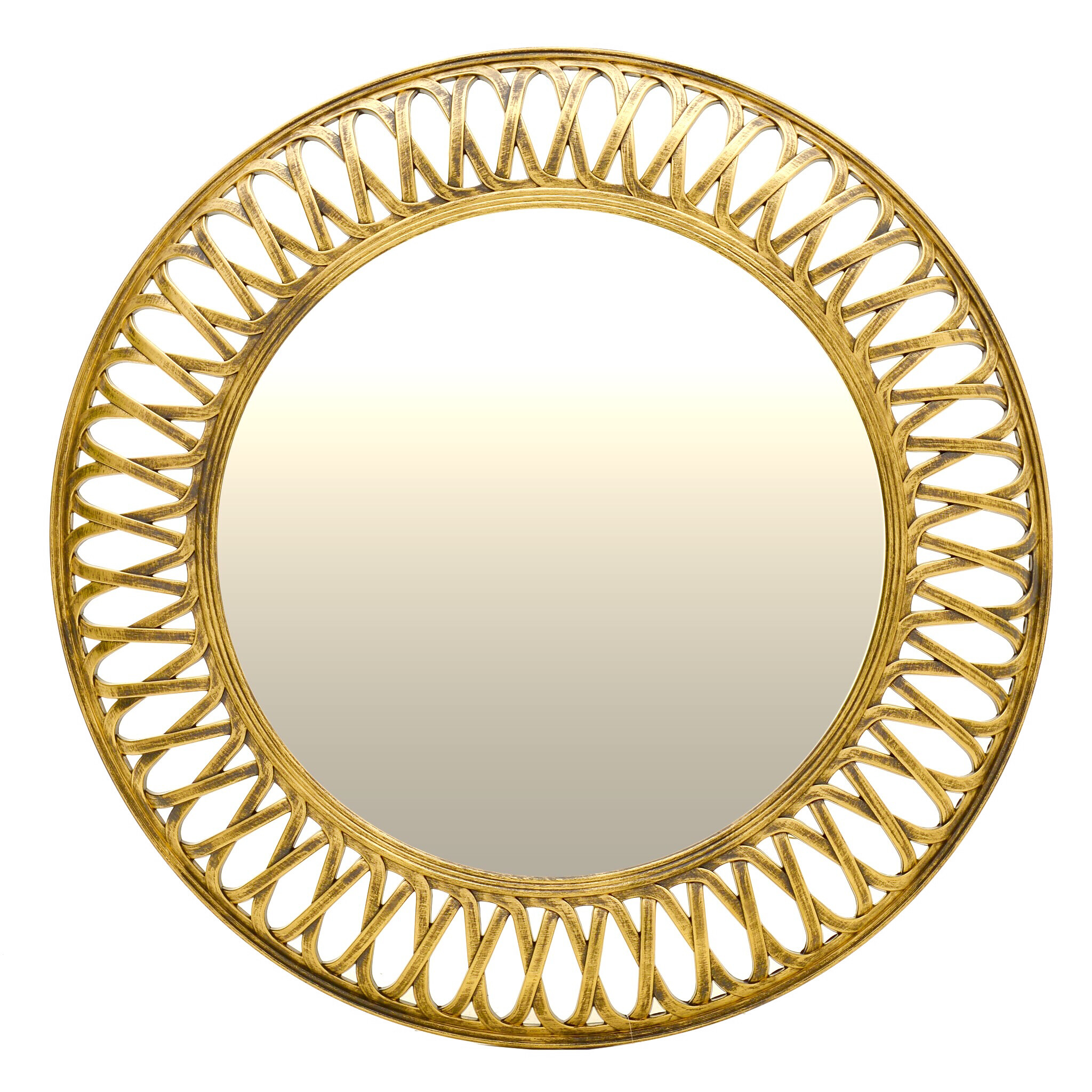 Круглое зеркало настенное золотое 76 см