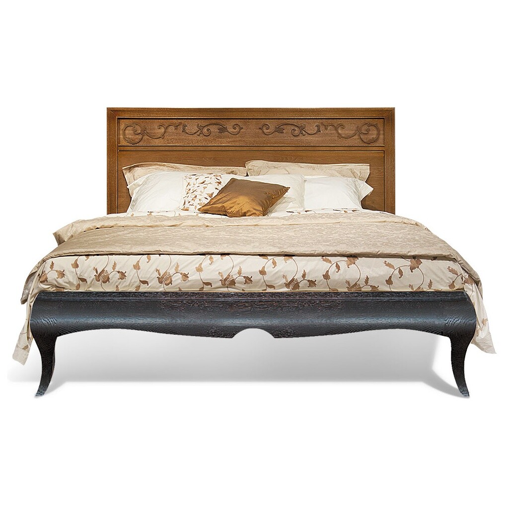 Кровать двуспальная 160х200 см коньяк с темной патиной, горький шоколад &quot;Соната&quot;