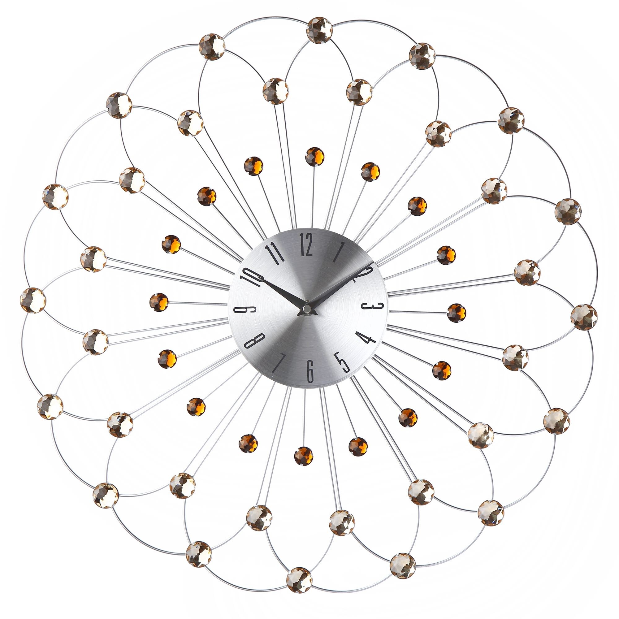 Часы настенные кварцевые круглые серебристые