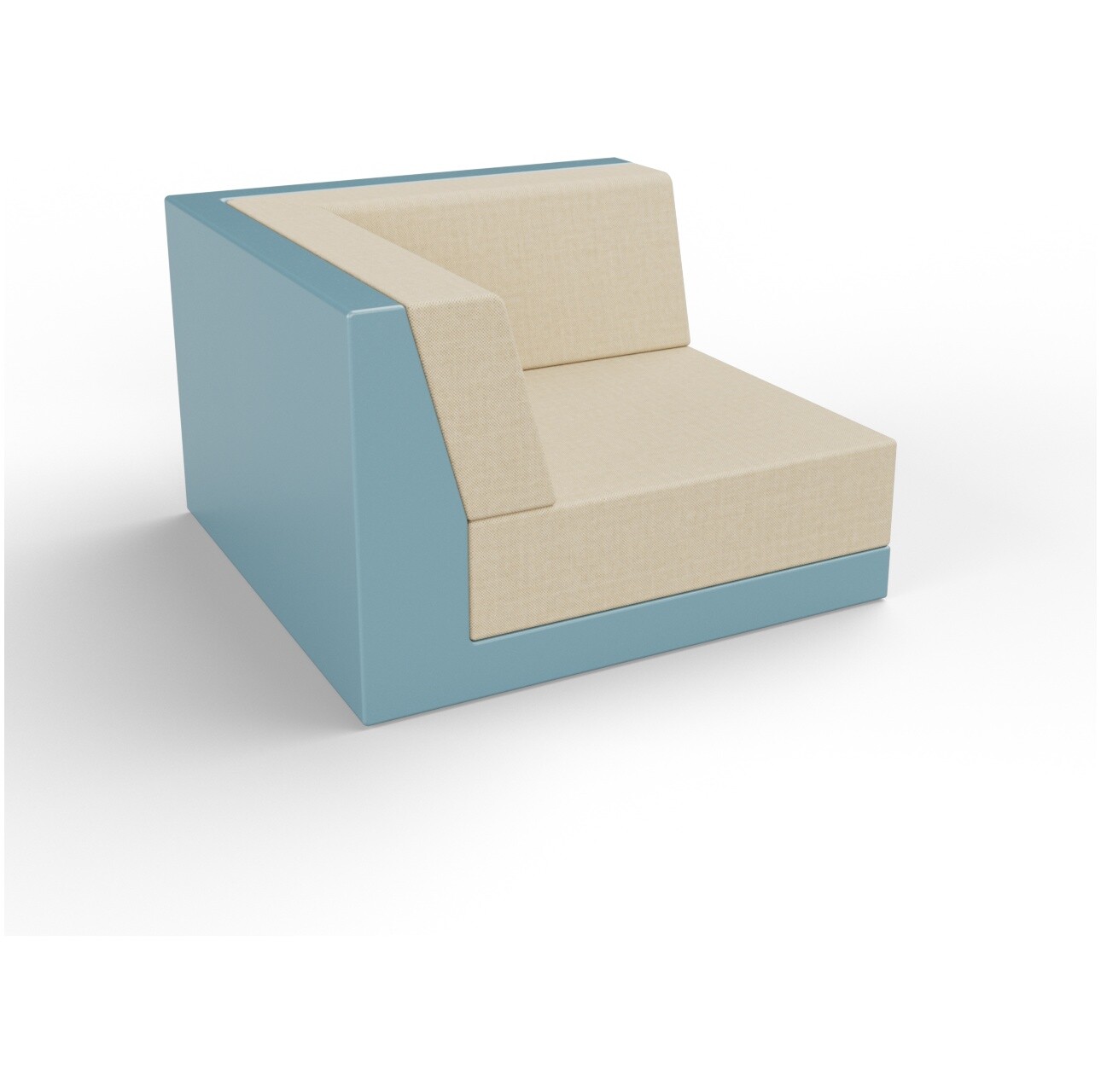 Модуль дивана угловой пластиковый с подушками бирюзовый, бежевый Quarter modular