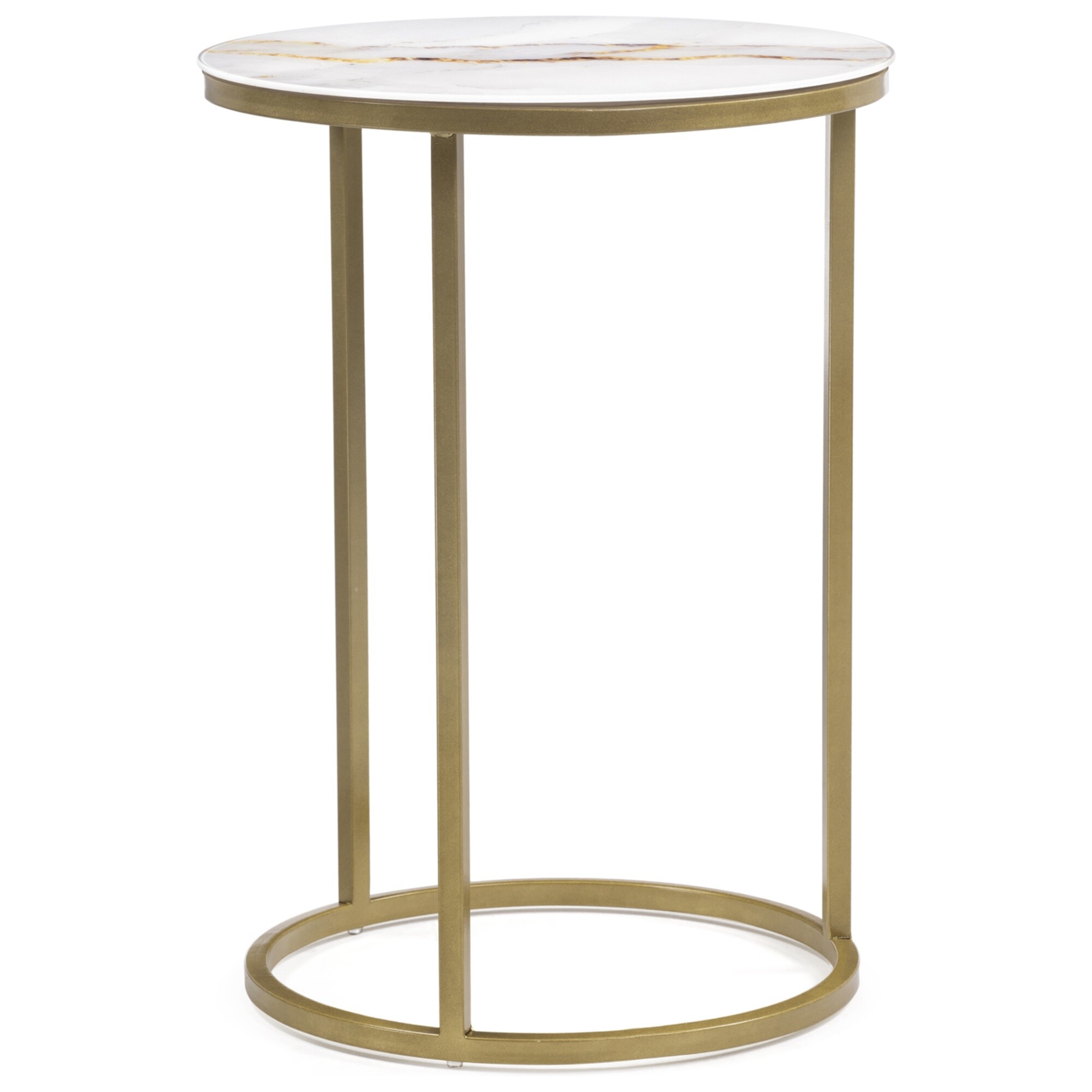 Кофейный столик с белой стеклянной столешницей золото &quot;Иберис&quot;
