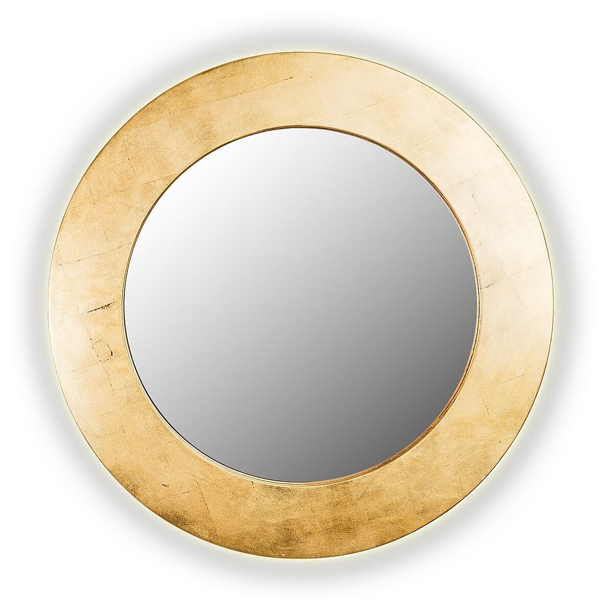 Золотое зеркало круглое настенное PIECES