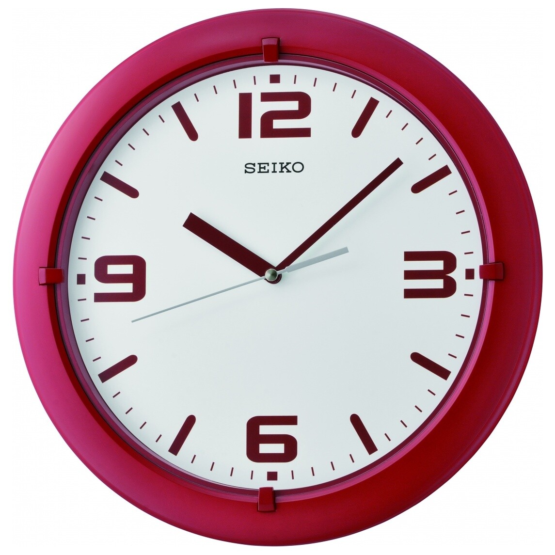 Часы настенные кварцевые пластиковые круглые 33 см красные QXA767RN